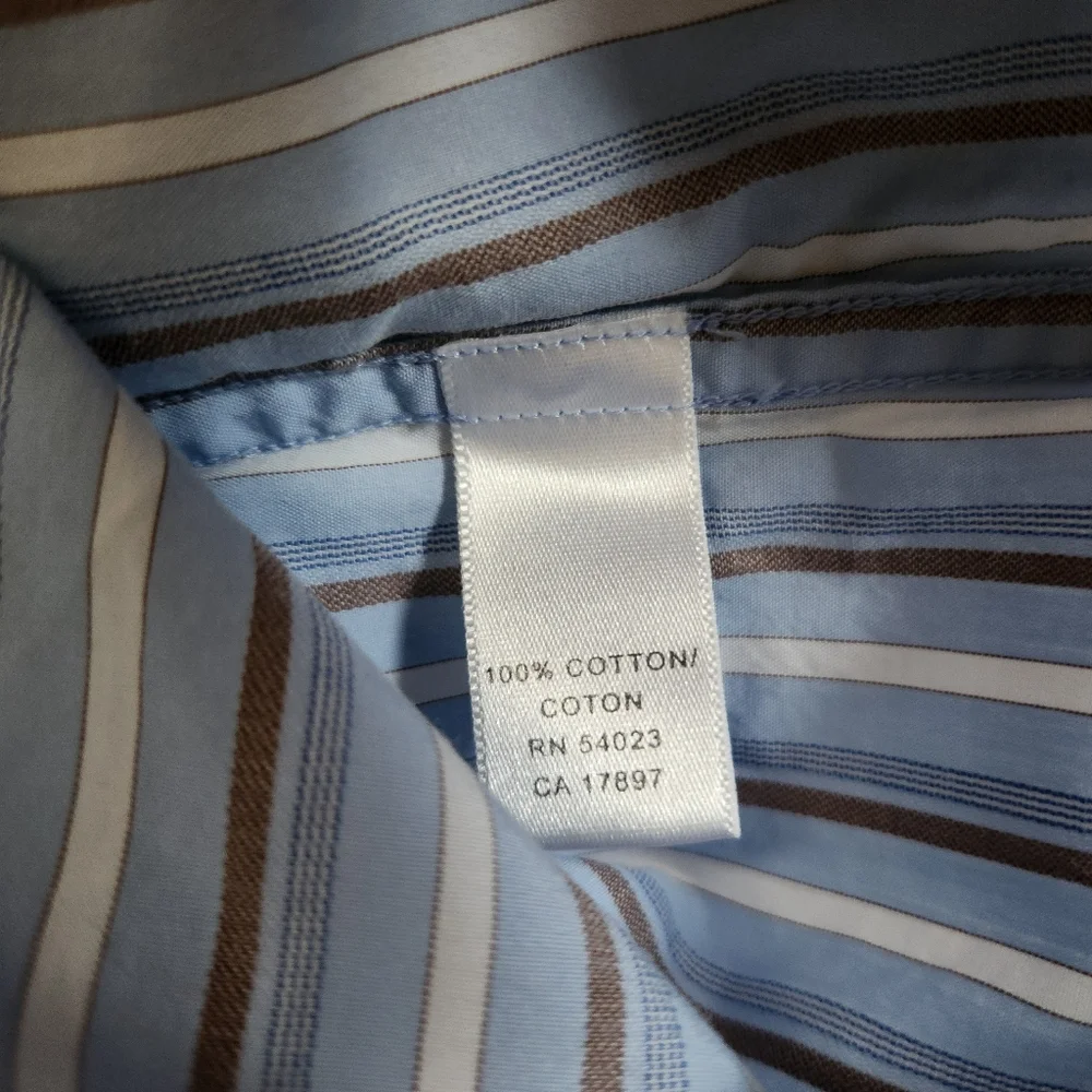 Banana Republic Men’s Button Down Shirt Large Blue Brown Stripe 16–16.5
